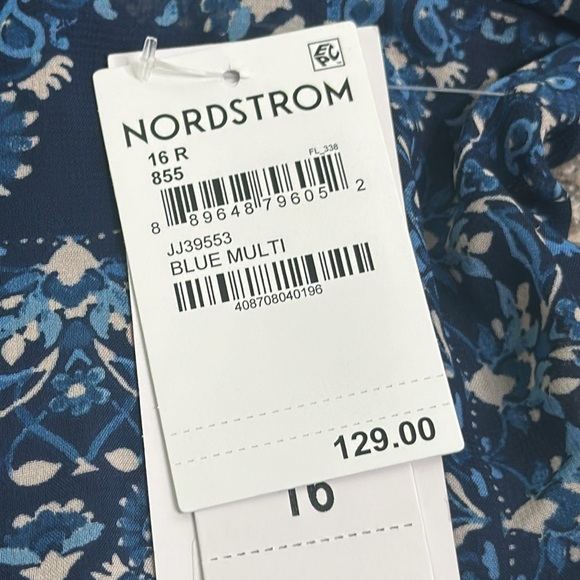 Julia Jordan blue multi printed tiered maxi dress sheer size 16 new raffle - Picture 10 of 11